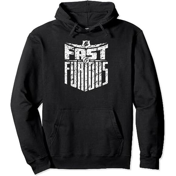Universal Studios Fast and Furious Shield Logo Black Hoodie Men Sz 2XL - Picture 1 of 8